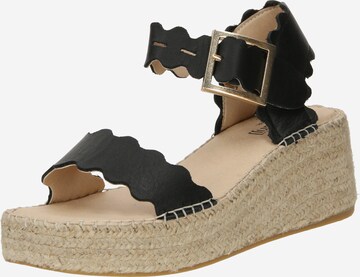 espadrij l´originale Strap Sandals 'LYON HIGH' in Black: front