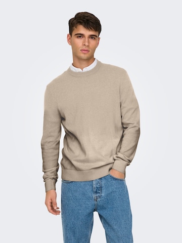 Only & Sons Пуловер 'ONSREX' в сиво: отпред