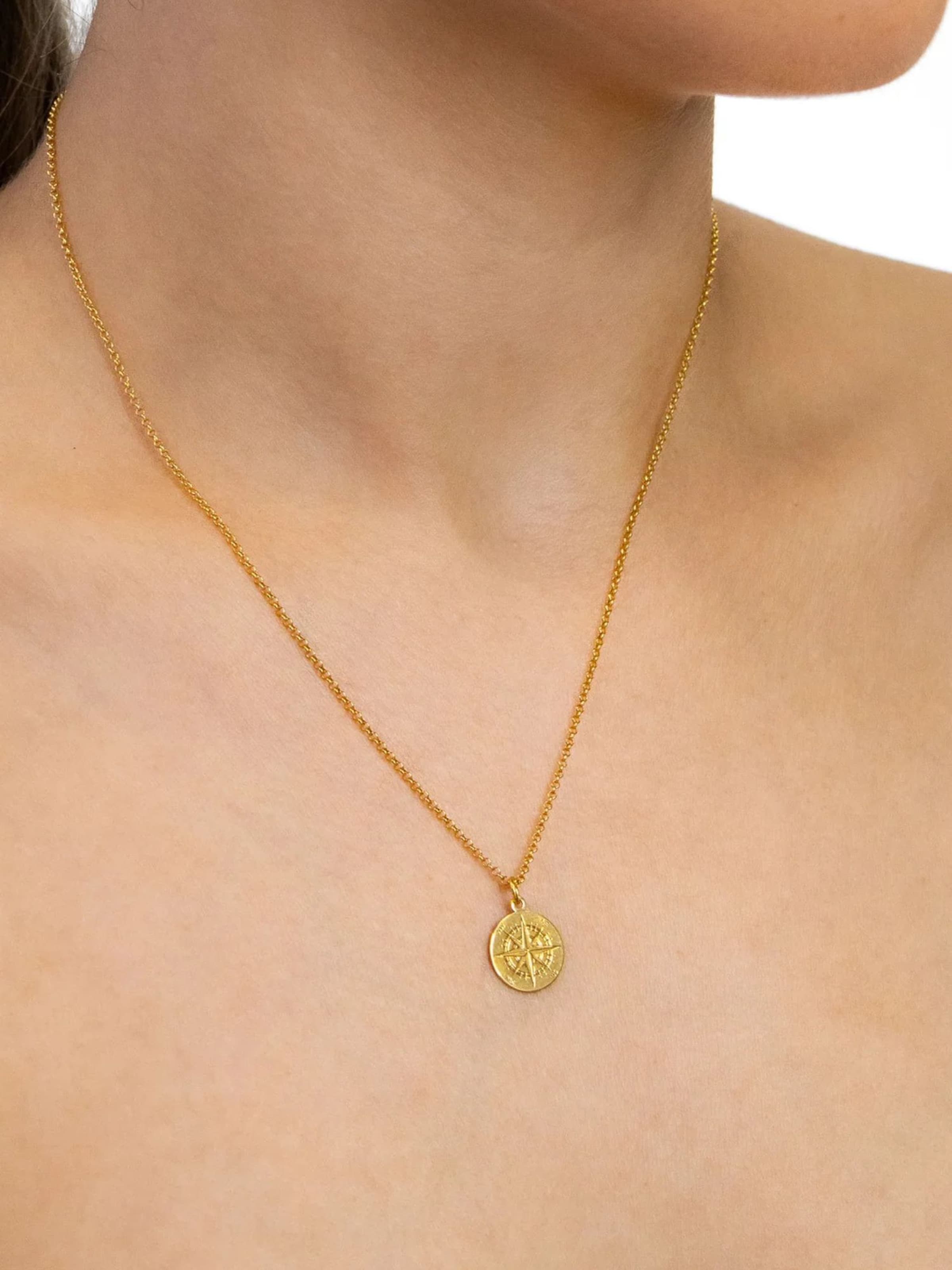 Fräulein Wunder Kette 'Kompass'‌‌ in Gold: Vorderseite