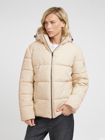 GUESS Winter Jacket in Beige: front