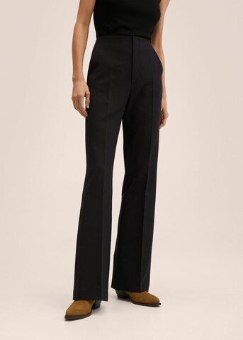 MANGO Boot cut Pleated Pants in Black: front