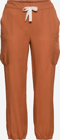 SHEEGO Tapered Cargo Pants in Brown: front