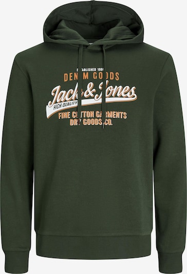 JACK & JONES Sweatshirt 'JJELogo' in S in dunkelgrün / orange / weiß, Produktansicht