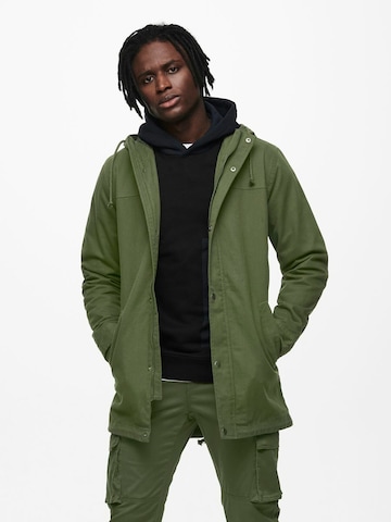 Parka di mezza stagione 'Alex' di Only & Sons in verde: frontale