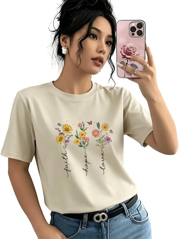 GORHEY Shirt 'Women's Casual Cotton Summer T-Shirt with Flowers Print'‌‌‌ in Orange: Vorderseite