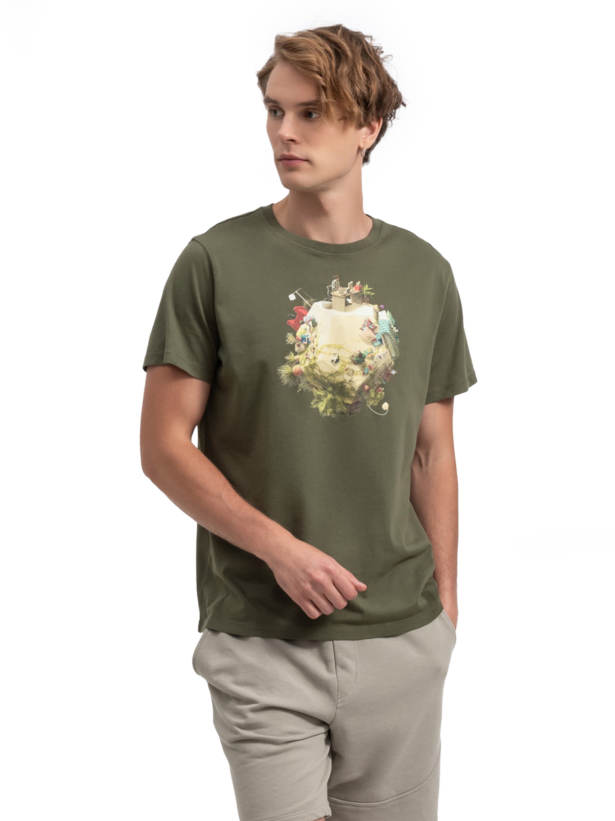 Kaft T-Shirt 'Dodecahedron' in Grün: Vorderseite