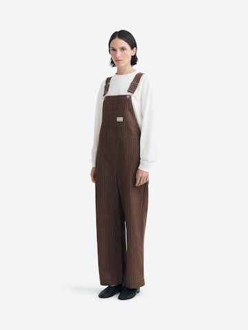 Wide leg Pantaloni con pettorina 'Lume' di Thinking MU in marrone: frontale