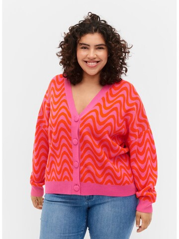 Zizzi Knit Cardigan 'Ave' in Pink