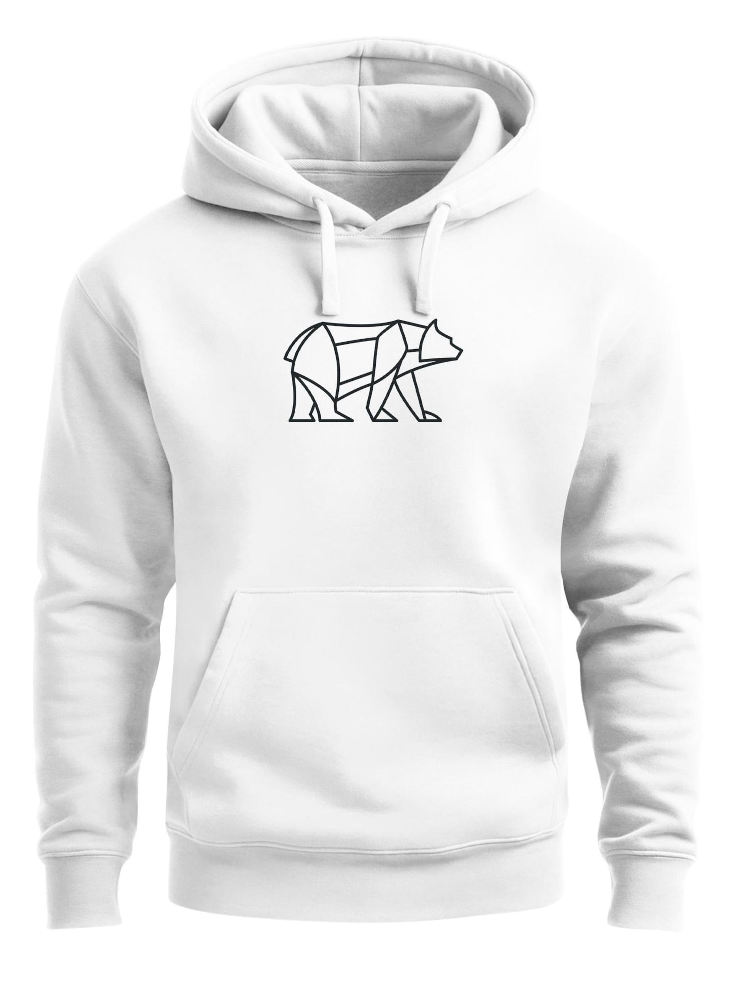 Neverless Sweatshirt 'Bär Lineart Polygon' in White: front
