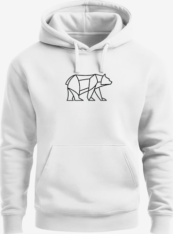 Neverless Sweatshirt 'Bär Lineart Polygon' in Weiß: Vorderseite