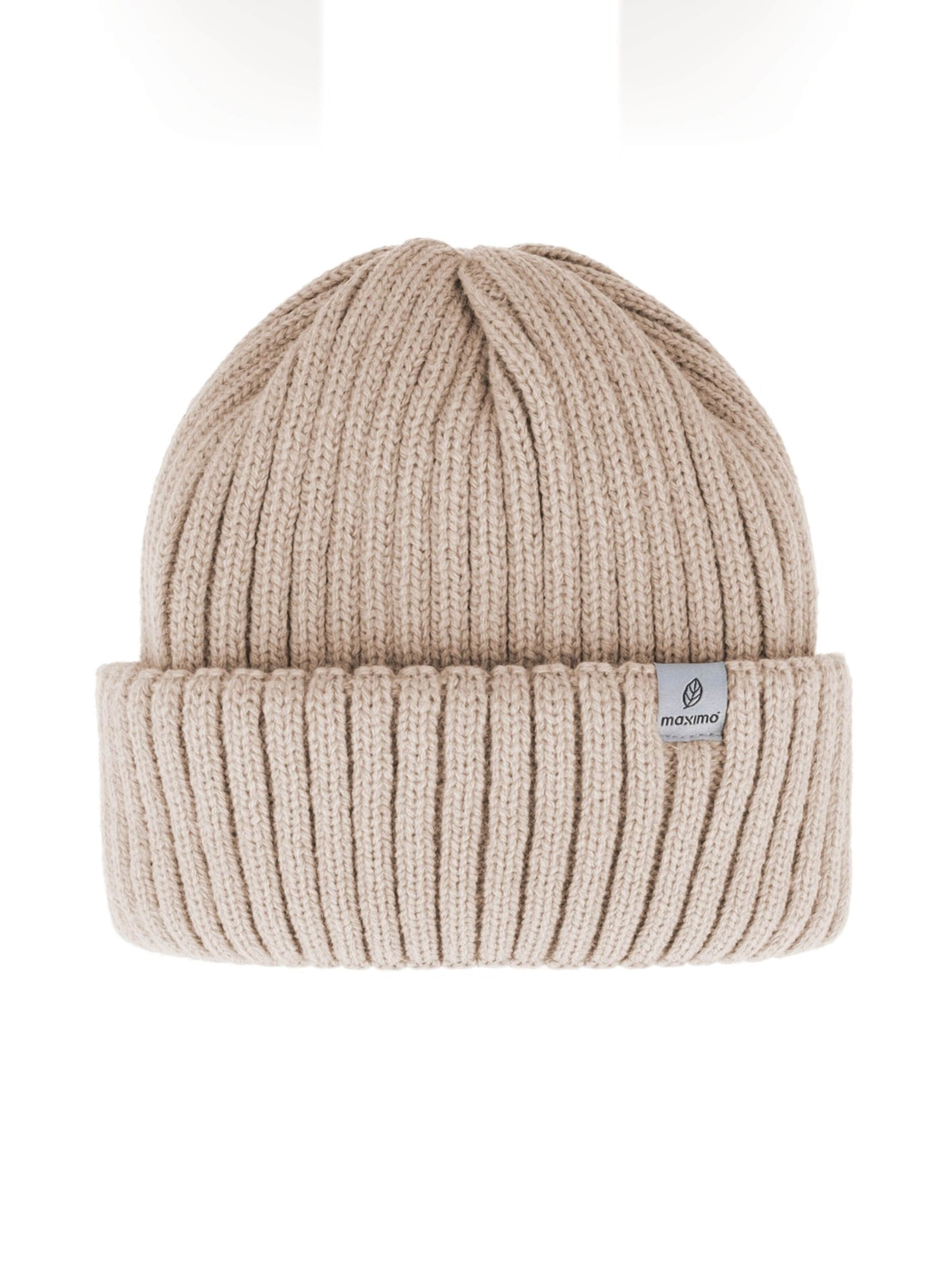 MAXIMO Mütze 'MINI-Beanie, Umschlag Ökotex'‌‌‌‌‌ in Beige: Vorderseite