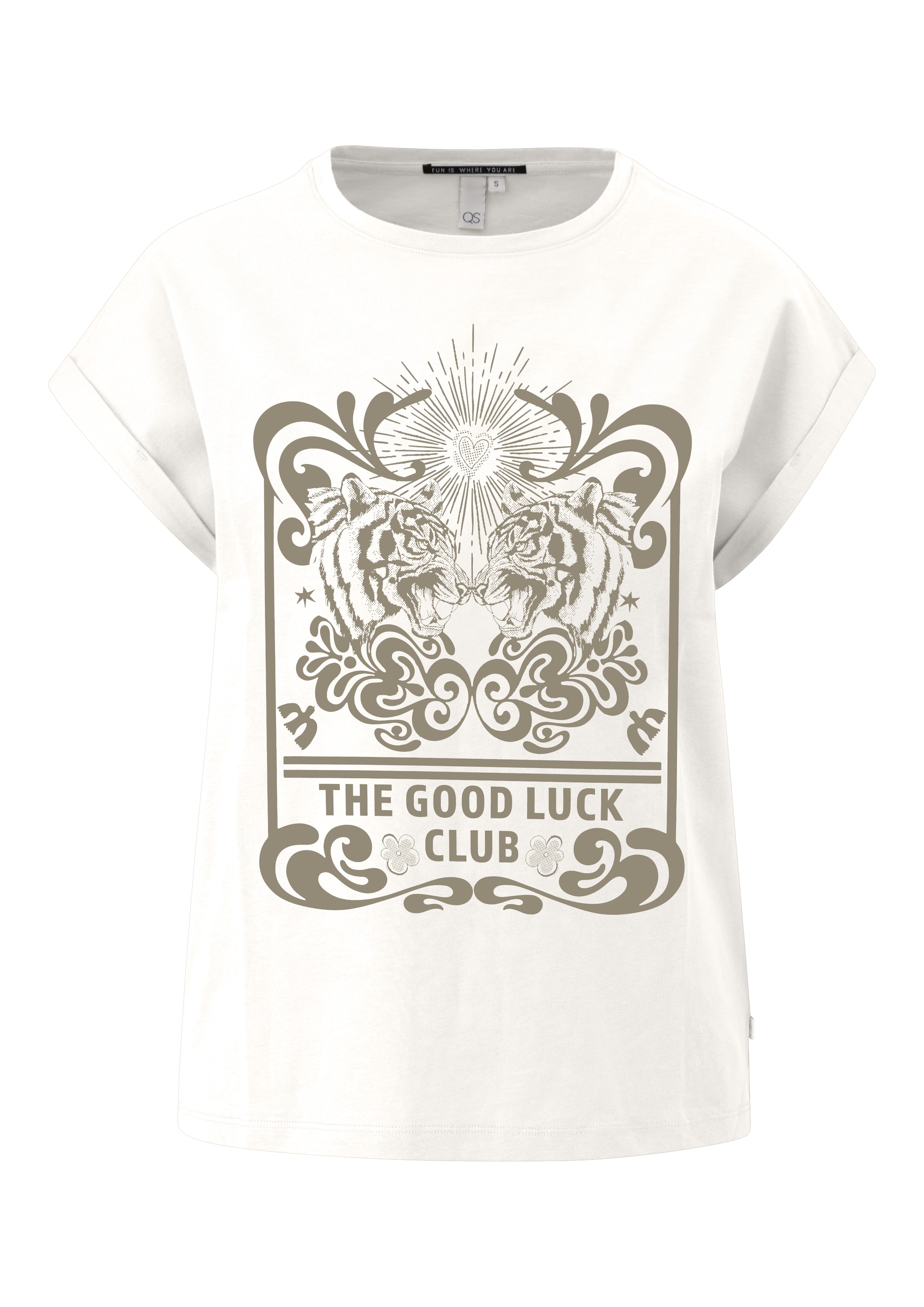 T-shirt QS en beige : devant