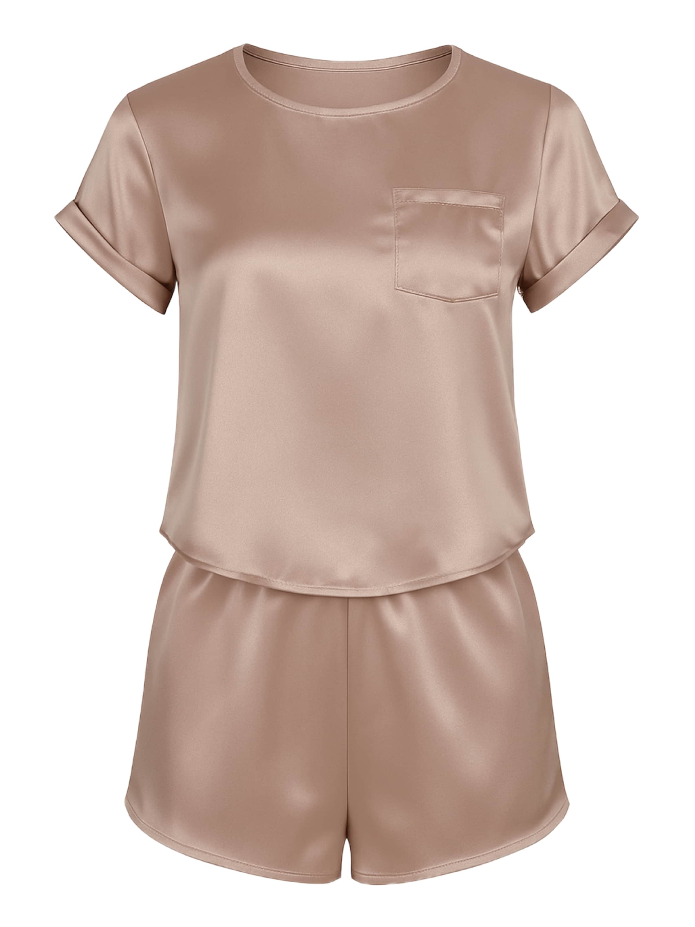 C&City Korte pyjama in Beige: voorkant