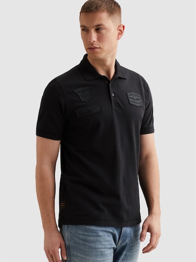 PME Legend T-Shirt 'Polo shirt with badges and ribbed collar' en 4XL en bleu foncé, Vue avec produit