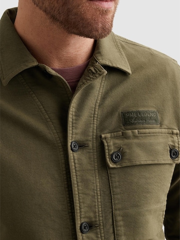 PME Legend Regular fit Skjorta 'Shirt jacket with garment-dye wash and button closure' i grön