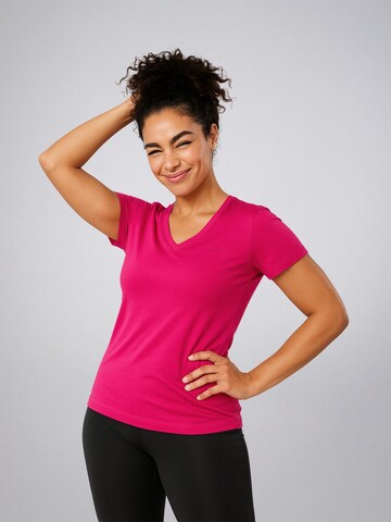 LEAFLETIC Shirt 'Leafletic Women’s Short Sleeve V-Neck T-shirt' in Roze