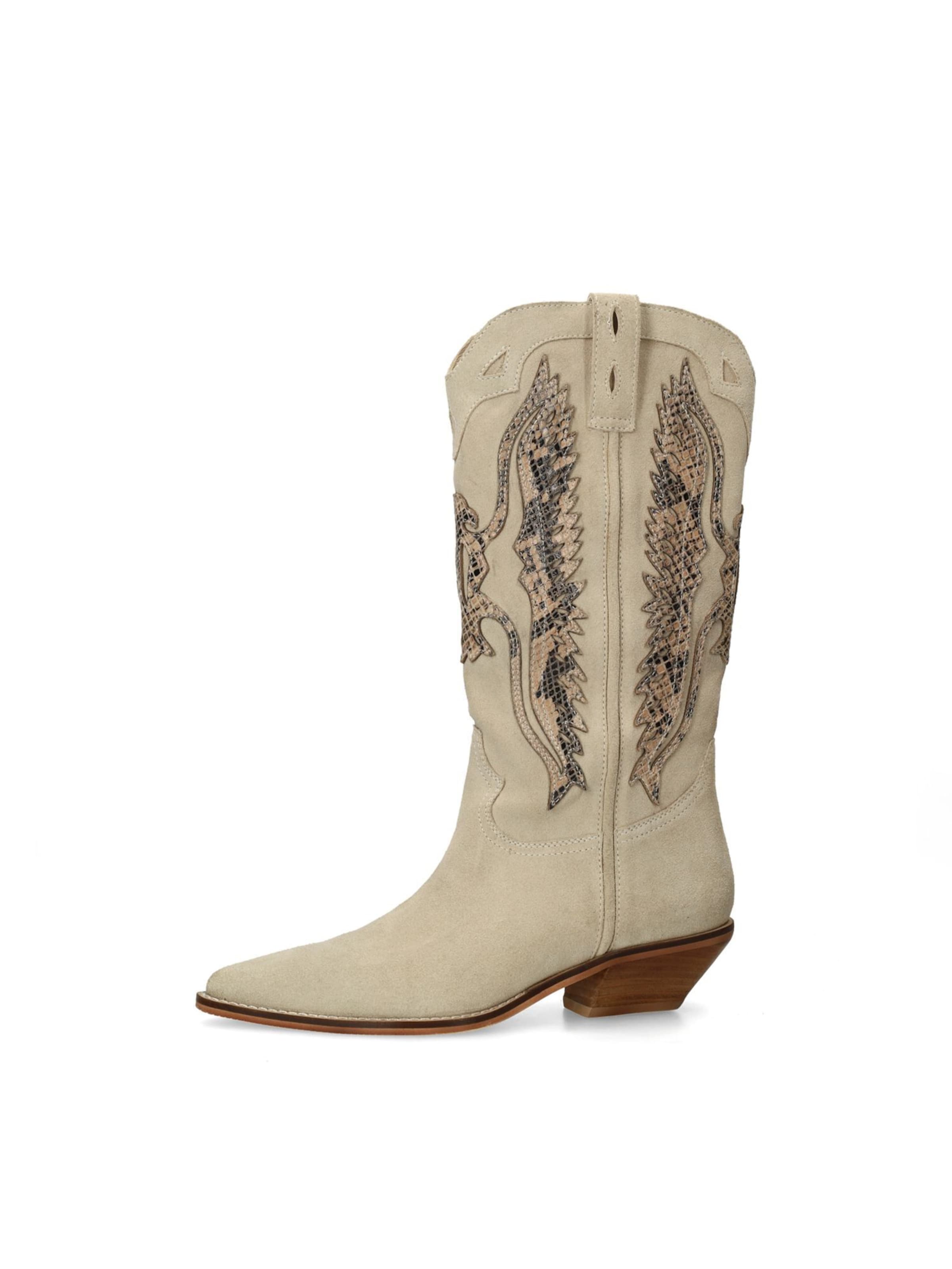 SACHA Bottes de cowboy en beige / beige foncé / noir, Vue avec produit