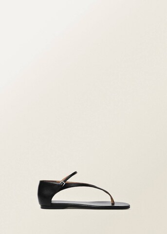 MANGO T-Bar Sandals 'Ciru' in Black
