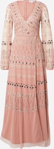 Frock and Frill Evening Dress in Pink: front
