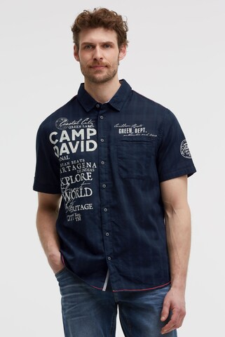 CAMP DAVID Regular fit Button Up Shirt in Blue: front