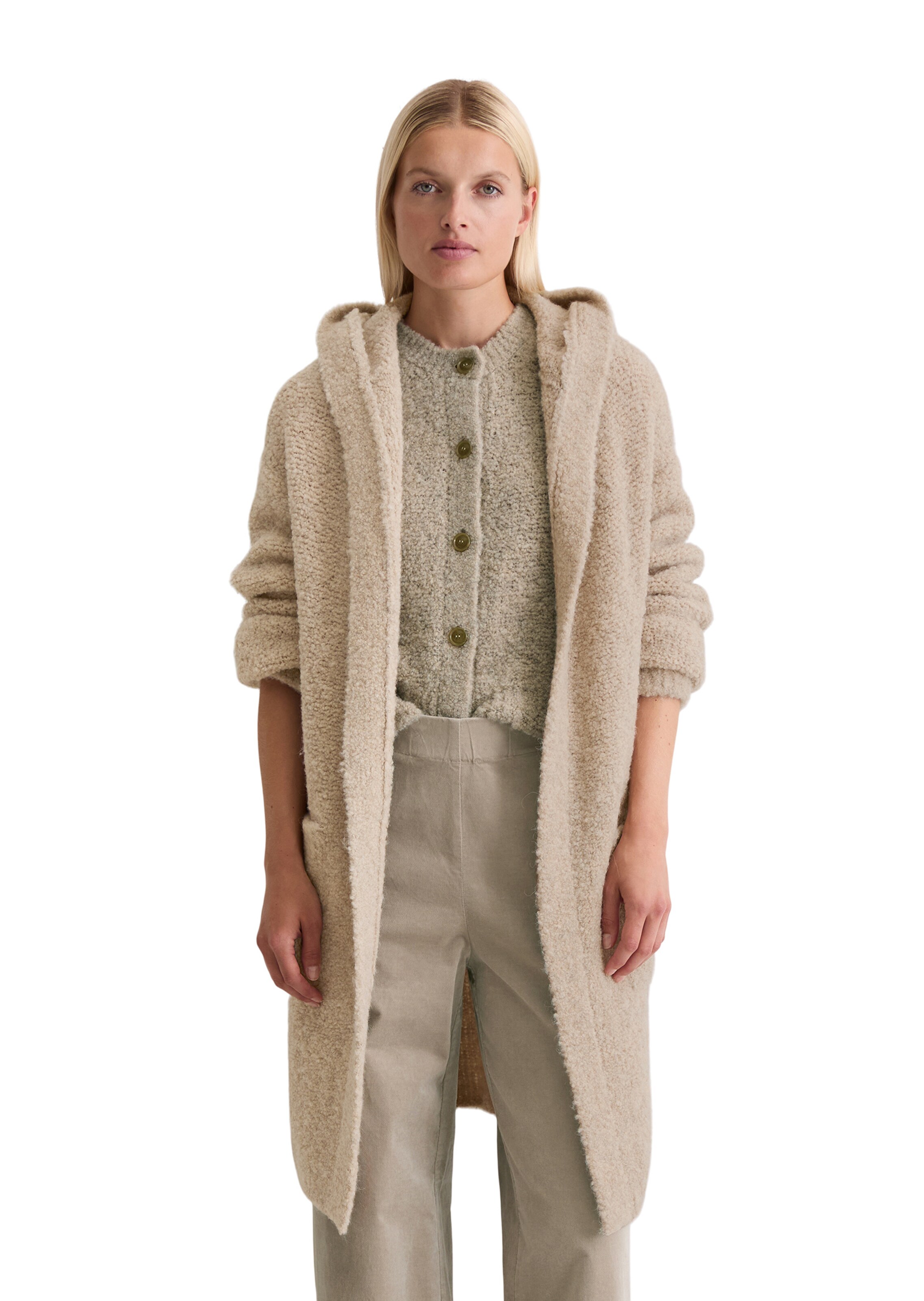 Marc O'Polo Gebreide mantel in Grijs: voorkant