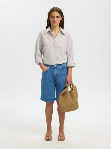 SELECTED Wide Leg Shorts in Blau