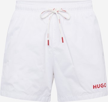 HUGO Red Board Shorts 'HAITI' in White: front