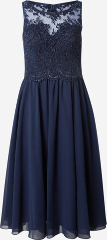 Robe de cocktail Laona en bleu : devant