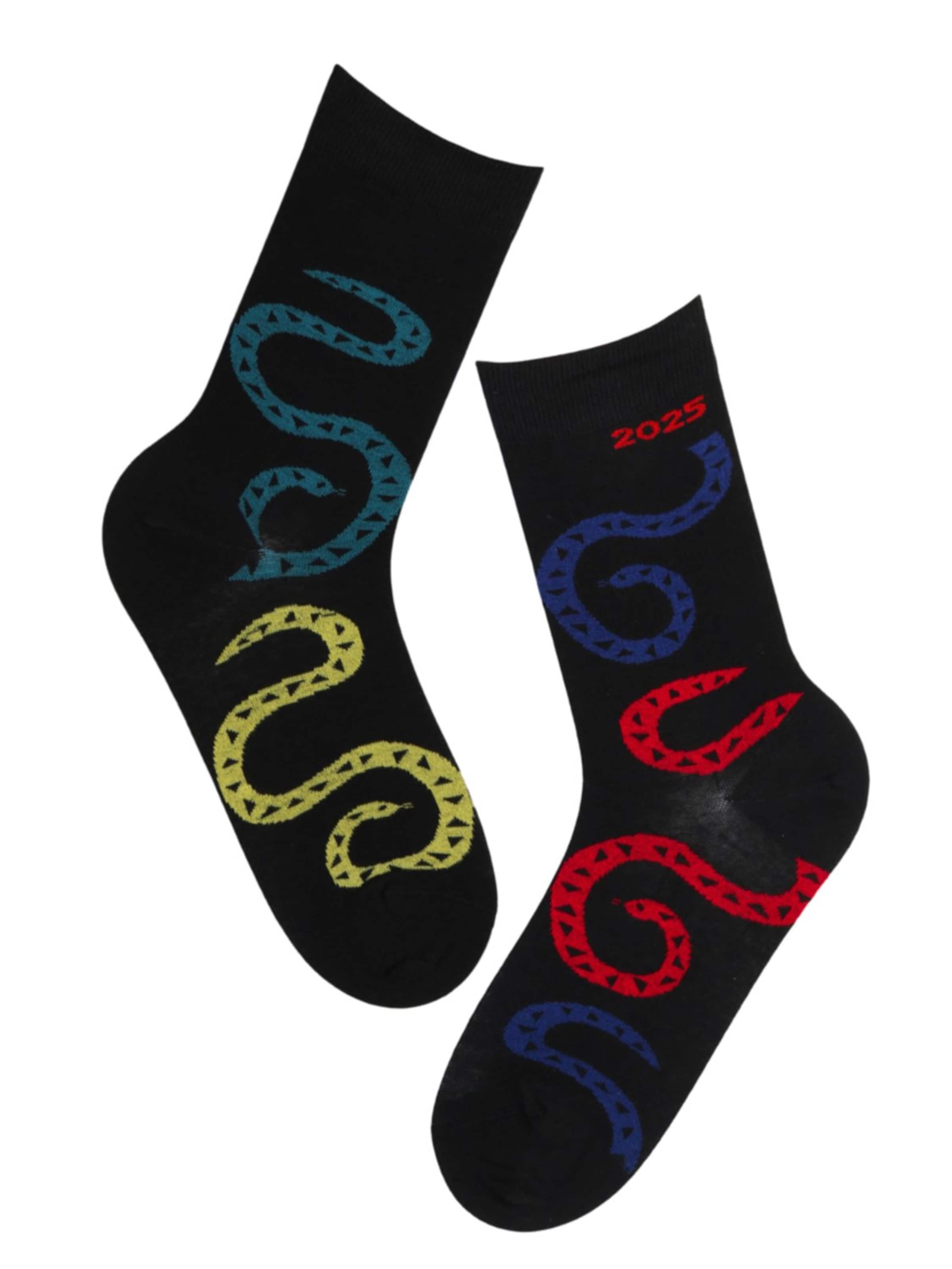 Calzino 'SNAKE 2025 merino wool Snake year socks' di Sokisahtel in nero: frontale