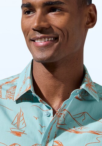 JOHN DEVIN Regular Fit Hemd 'Hawaii' in Blau