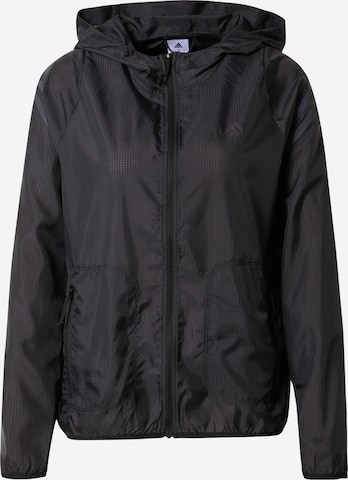ADIDAS SPORTSWEARSportska jakna 'Run Icons 3-Stripes ' - crna boja: prednji dio