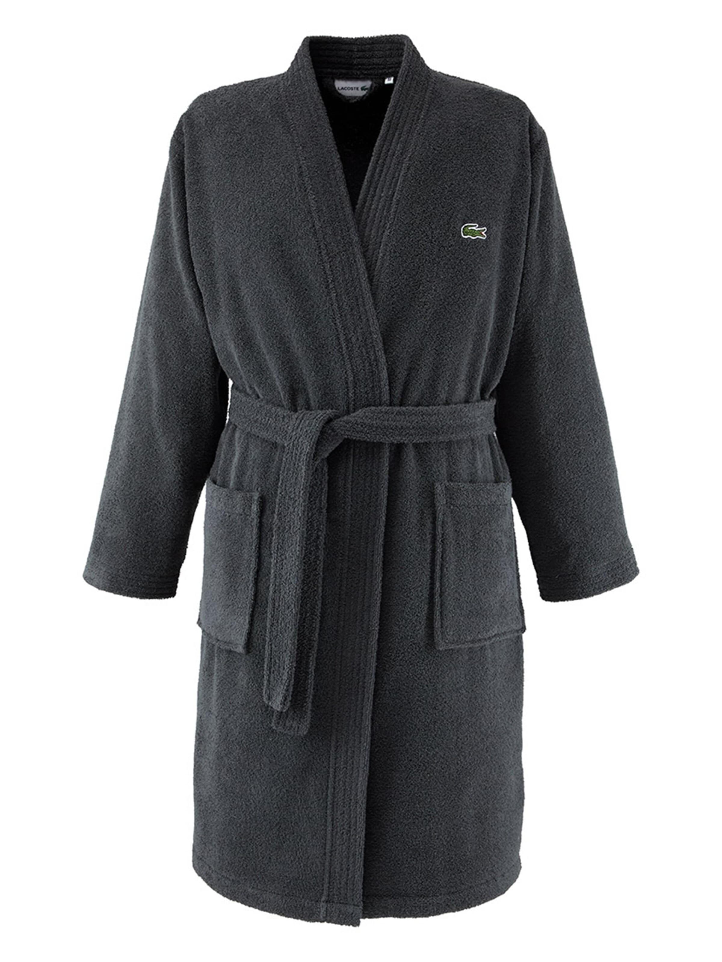 LACOSTE Bademantel lang 'LLECROCO'‌‌‌‌ in Schwarz: Vorderseite