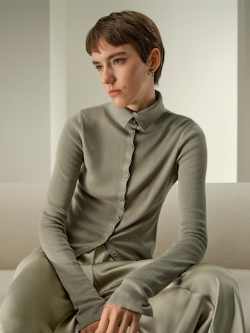 Lilysilk Trui 'Slim Fit Seiden-Kaschmir Pullover' in Groen