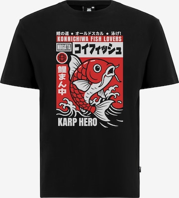 Oldskull Shirt 'Asian Koi Karp Lover Graphic' in Black: front