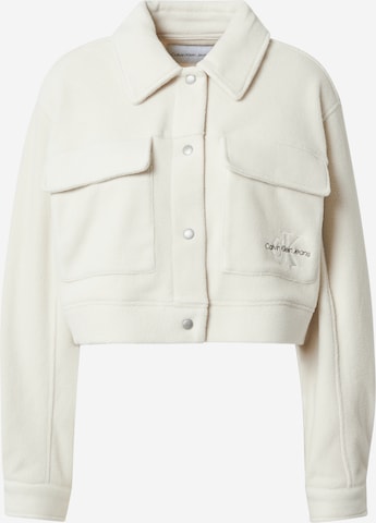Calvin Klein Jeans Fleece Jacket in Beige: front