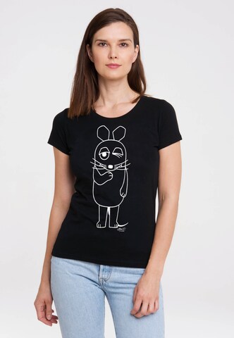 LOGOSHIRT T-Shirt 'Maus' in Schwarz: Vorderseite