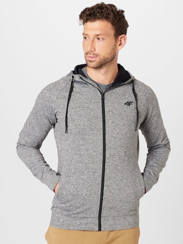 4F Athletic Zip-Up Hoodie in Grey: front