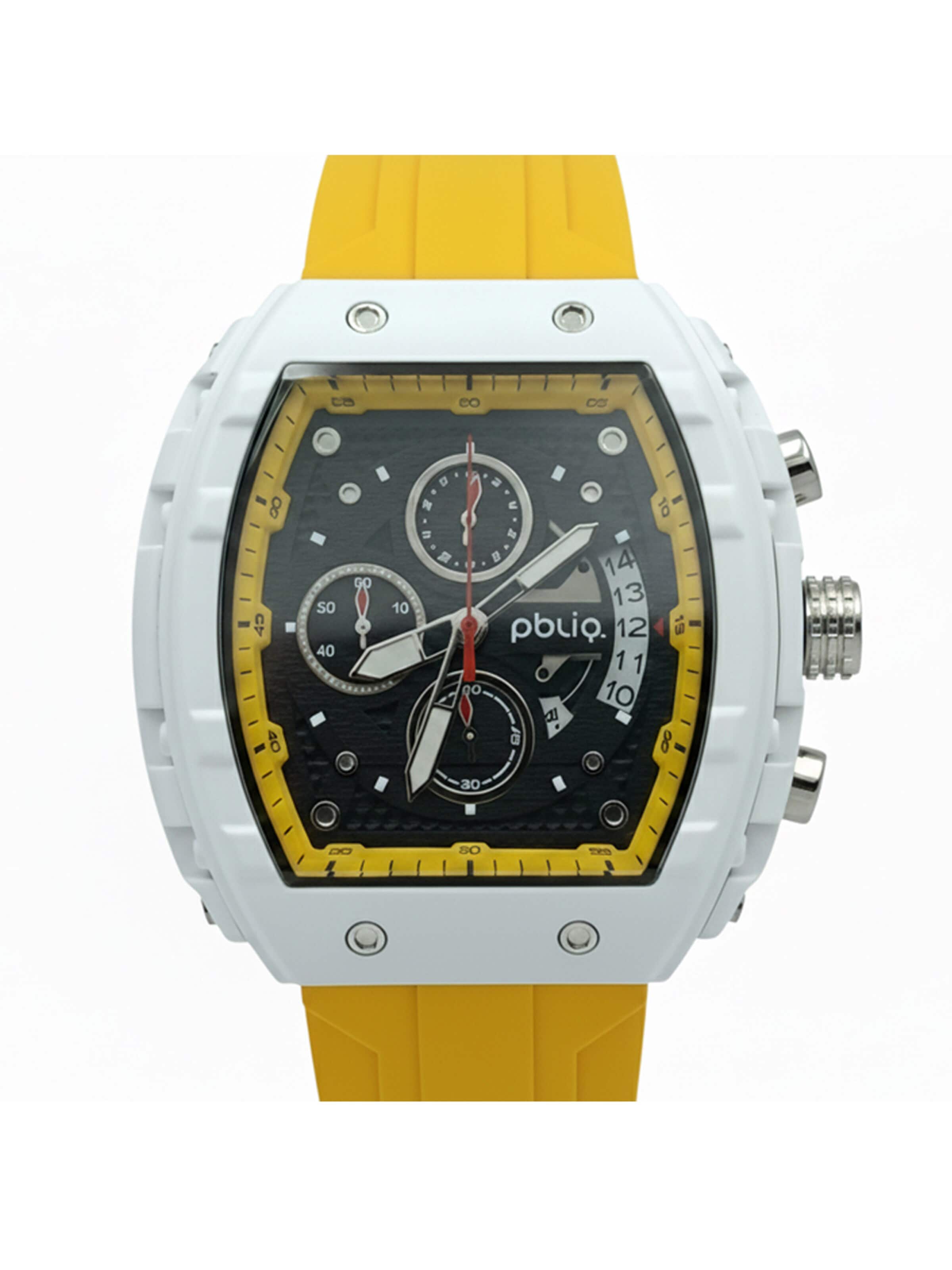 PBLIQ Analoog horloge 'PBLIQ Luxe Chronograaf Herenhorloge' in Geel: voorkant