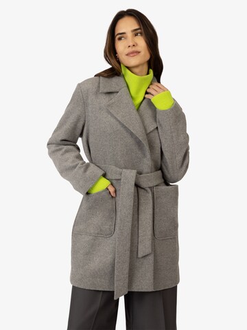 APART Cardigan-Mantel aus einem Wollgemisch mit breitem Reverskragen in Grau: Vorderseite