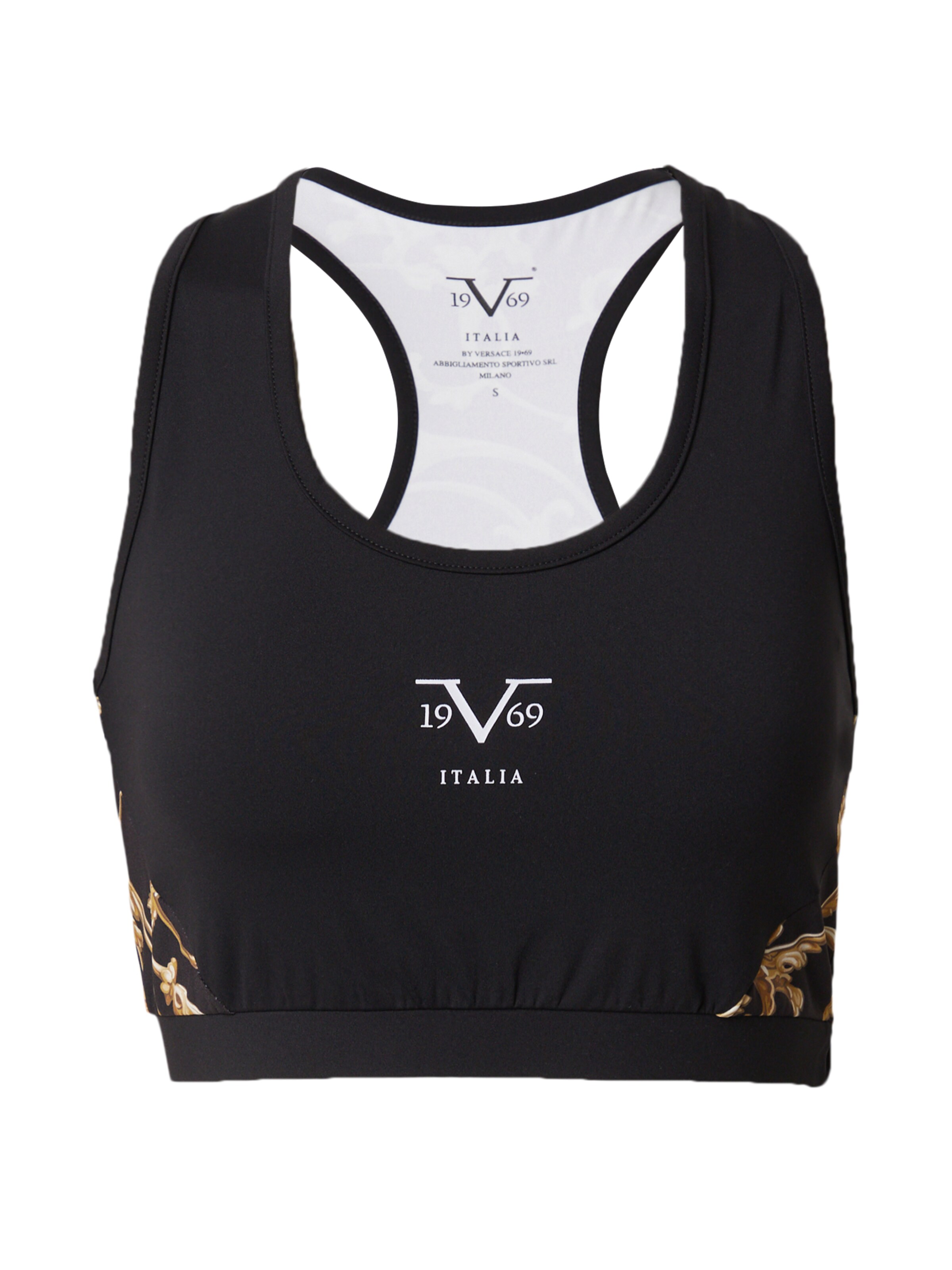 Bustino Reggiseno sportivo 'BAROCCO' di 19V69 ITALIA in nero: frontale