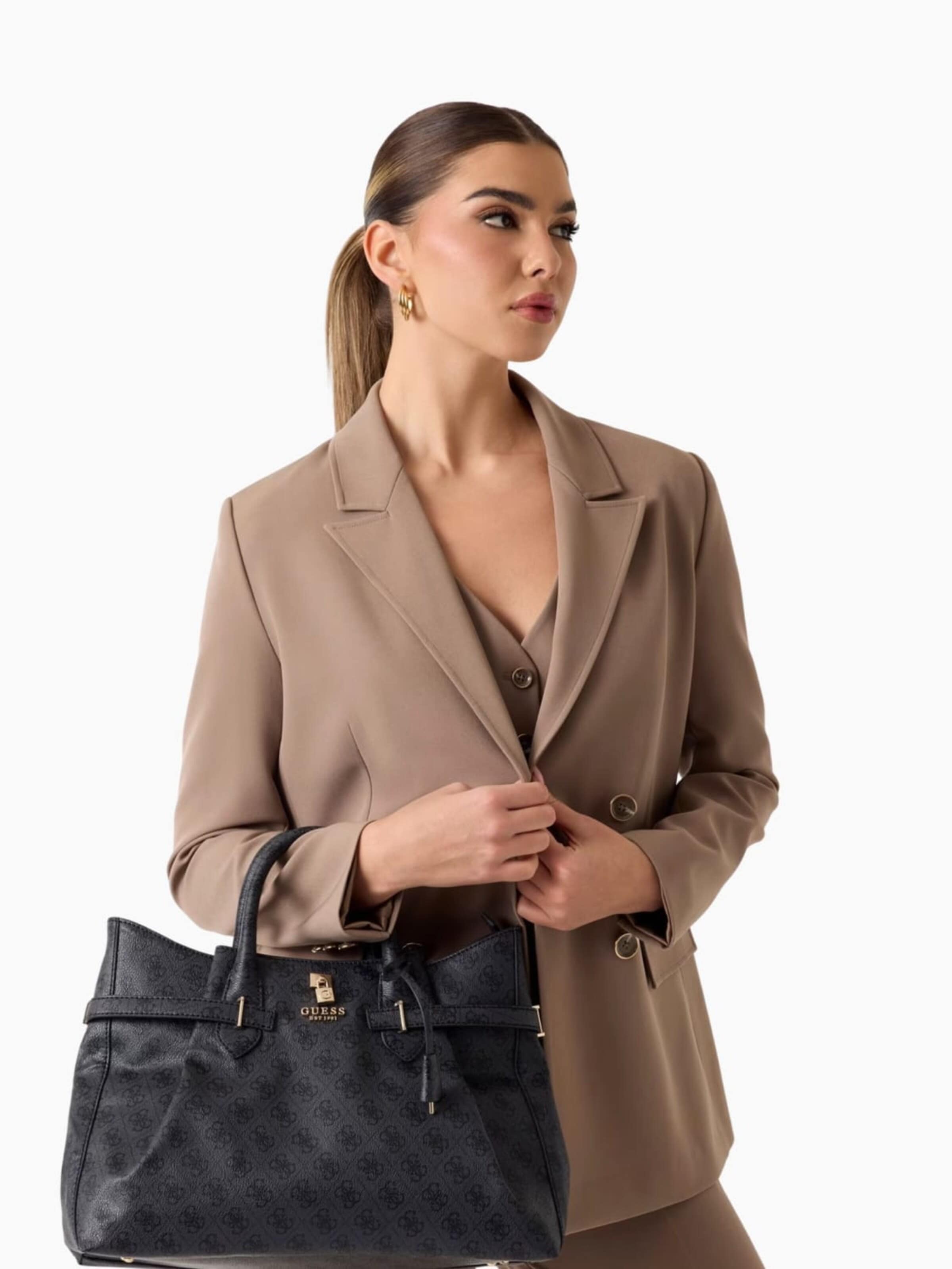 GUESS - Bolso de mano en negro: frente