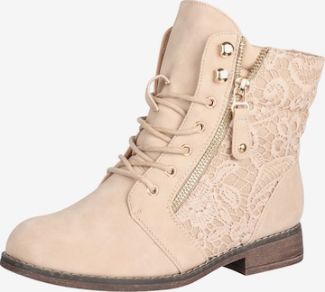 Elara Snørestøvletter i beige: forside