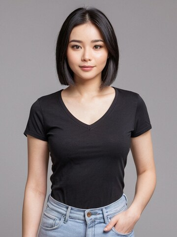 Maglietta 'Leafletic Women’s Short Sleeve V-Neck T-Shirt' di LEAFLETIC in nero