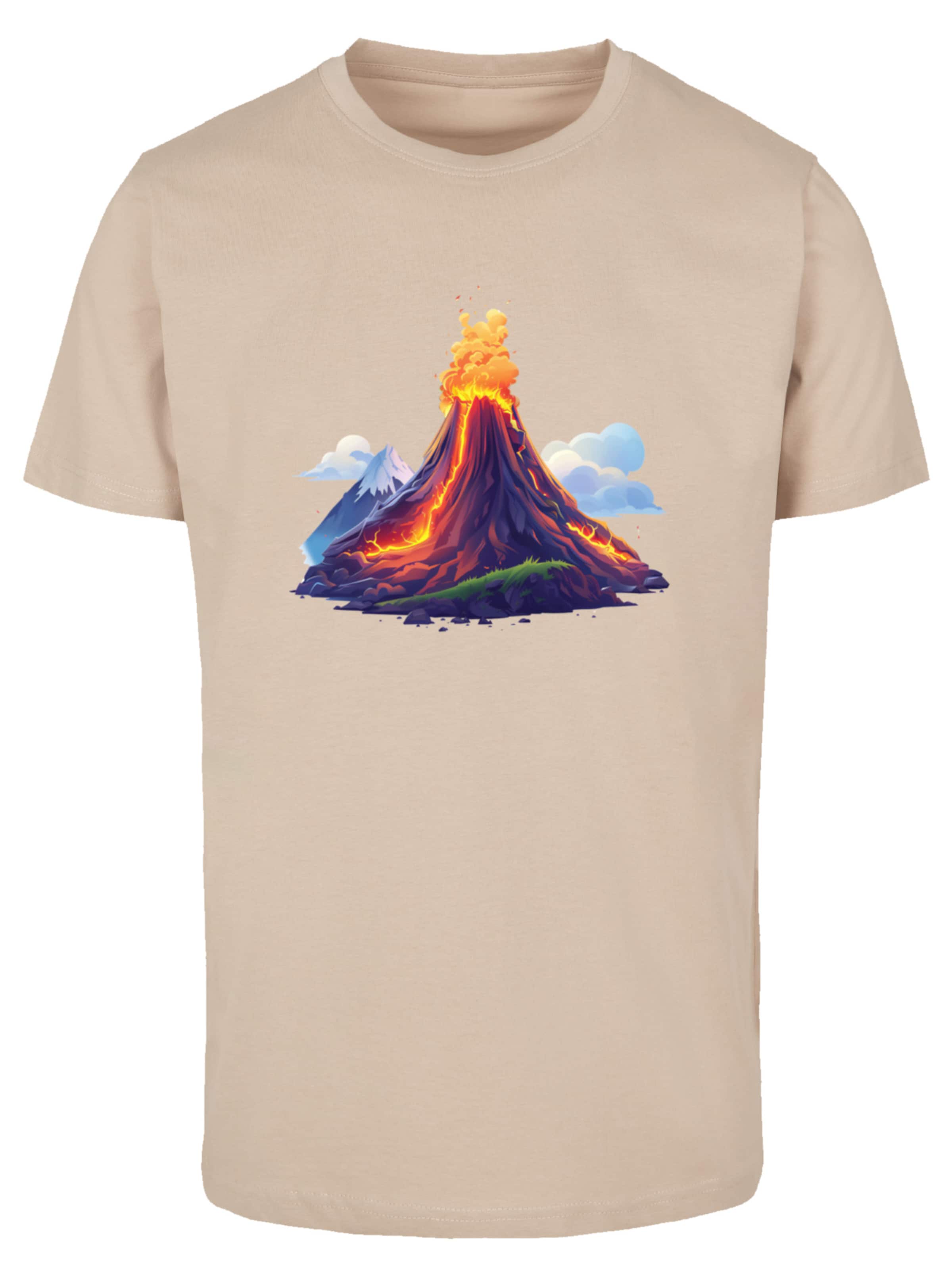 T-Shirt 'Vulkanausbruch' F4NT4STIC en beige : devant