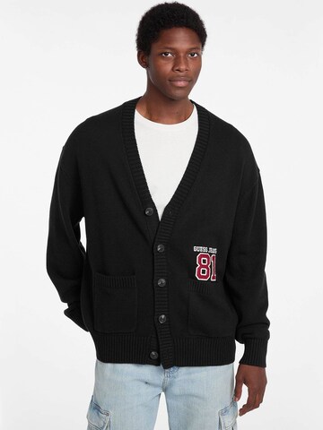 GUESS Knit Cardigan in Black: front