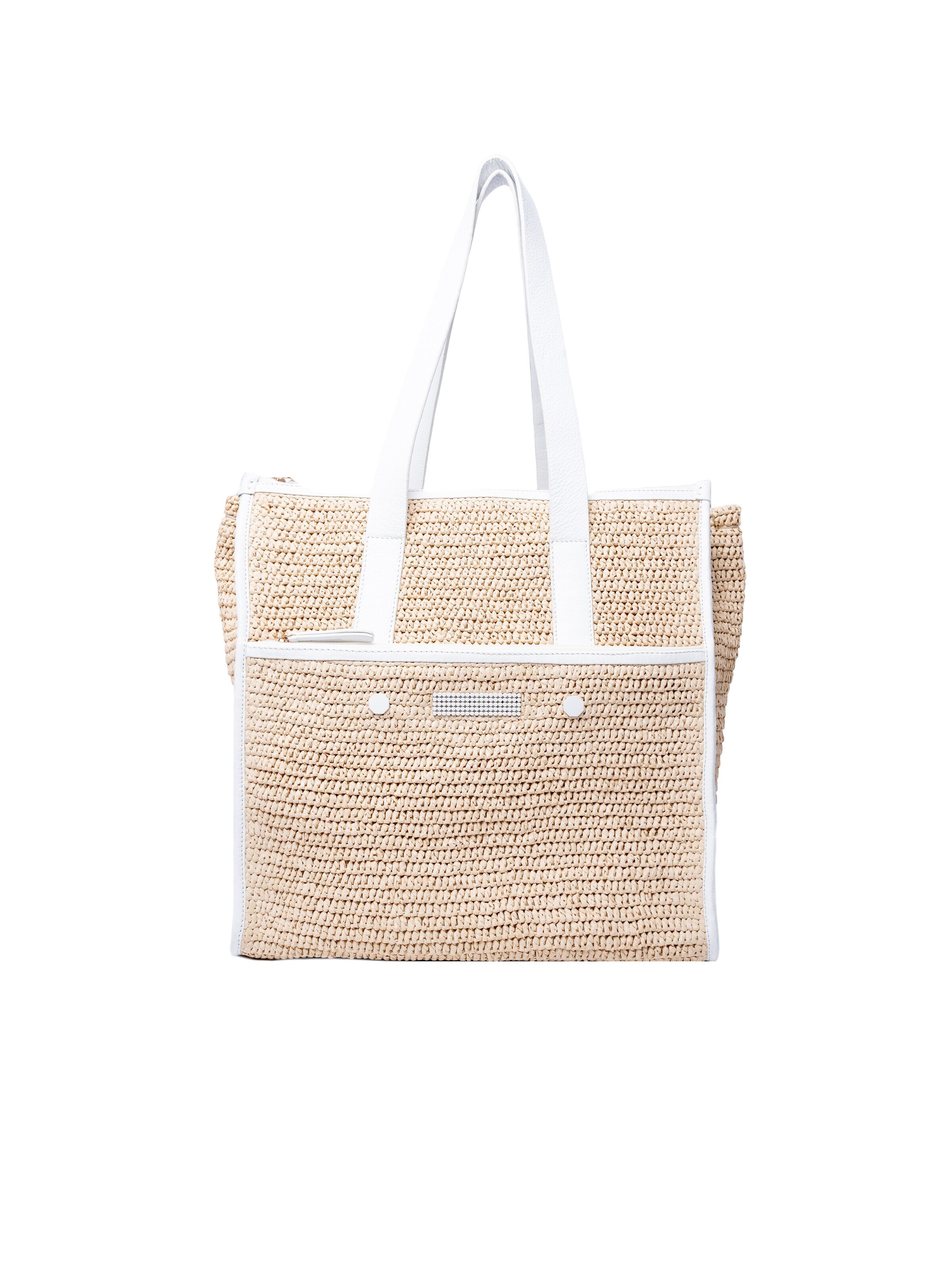 Clio Handbag 'KYRA RAFFIA' in Beige: front
