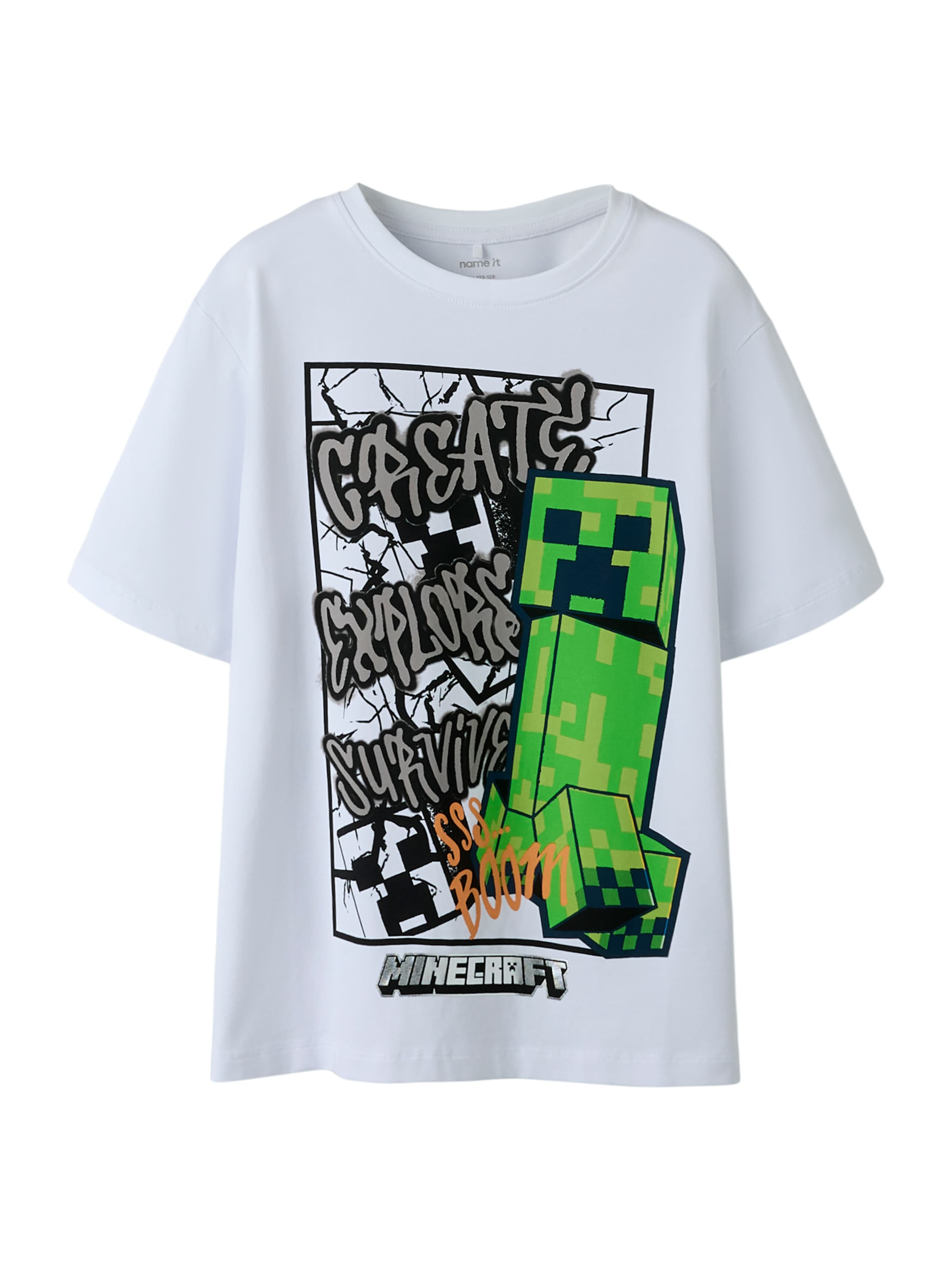 NAME IT Tričko 'NKMMase Minecraft' - Biela: predná strana