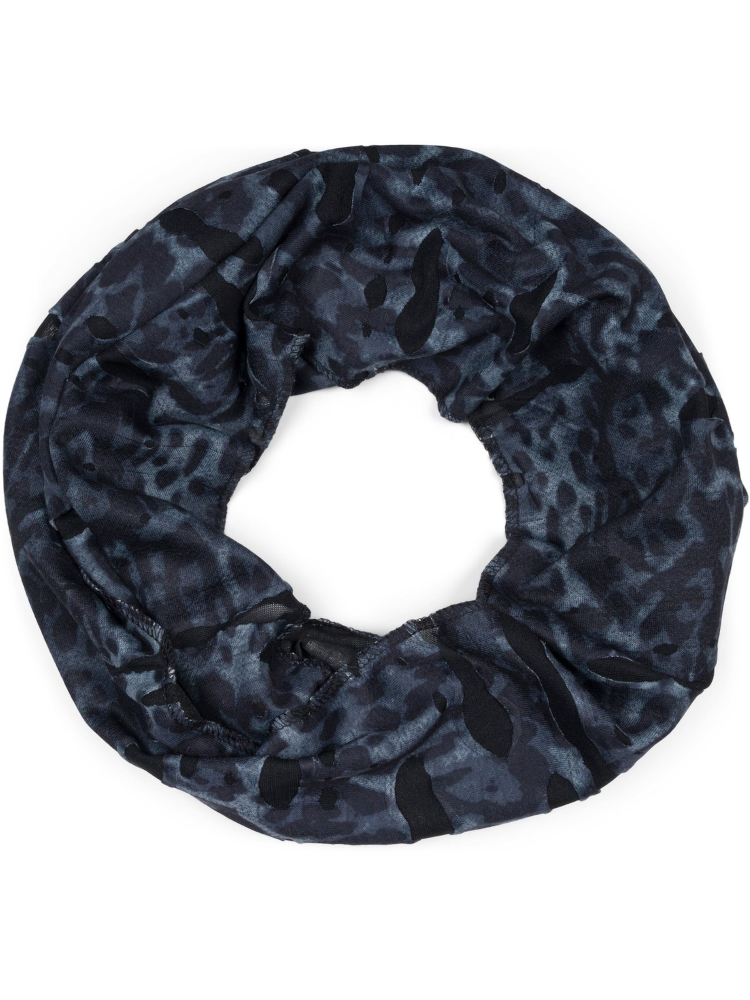styleBREAKER Schlauchschal 'Destroyed Loop mit Camouflage Muster'‌‌‌‌‌‌ in Schwarz: Vorderseite