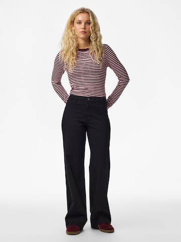 PIECES Wide leg Trousers 'PCSKIN' in Black: front