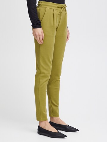ICHI Slimfit Spodnie 'KATE' w kolorze zielony: przód